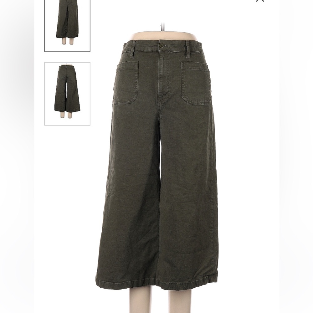 Point Sur Wide Leg Army Green Wide Leg Cropped Pant Size 32